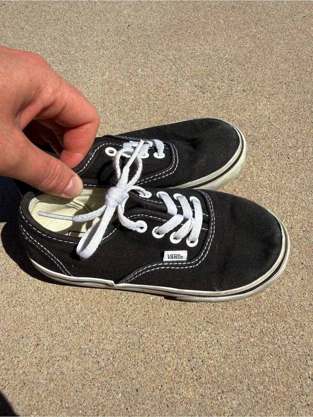 Vans Kids Black Canvas Low-Top Sneakers with White Laces